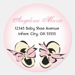 Sweet Pink Baby Shoe Address Label