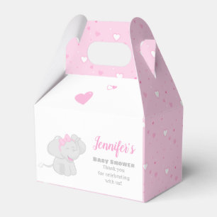 Sweet Pink Baby Shower Favour Box with Elephant