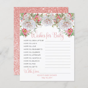 Sweet Pink Blooms Pink Girl Shower Wishes for Baby