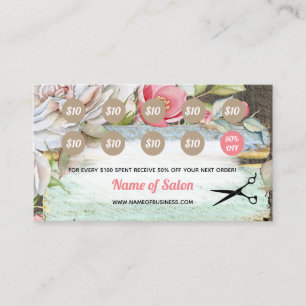 Sweet Pink Blossom Floral Salon Loyalty Rewards Card