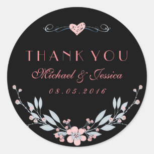 Sweet Pink Blue Floral Sticker with Love
