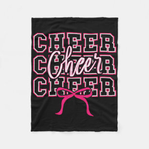 Sweet Pink Bow Sport Cheer Cheerleader Cheerleadin Fleece Blanket