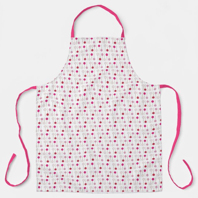 Sweet Pink Cake Pops Polka Dot Baking Foodie Apron (Front)