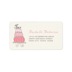 Sweet Pink Cake Two Girl 2nd Birthday Party Labels