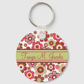 Sweet Pink Candy Daisies Flowers Girly Pattern Fun Key Ring