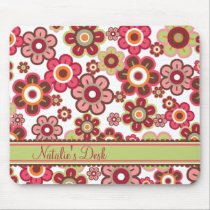 Sweet Pink Candy Daisies Flowers Girly Pattern Fun Mouse Pad