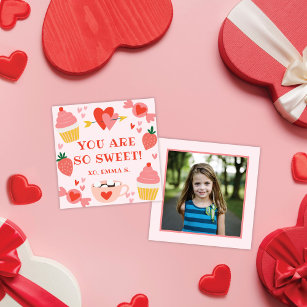 Sweet Pink Candy Valentine's Classroom Photo Card
