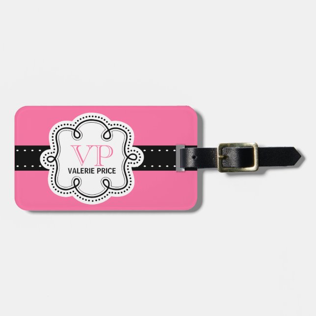 Sweet Pink Chic Personalised Girly Girl Tag (Front Horizontal)