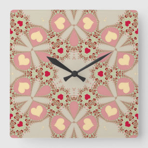 Sweet Pink Country Love Hearts  Wall Clock