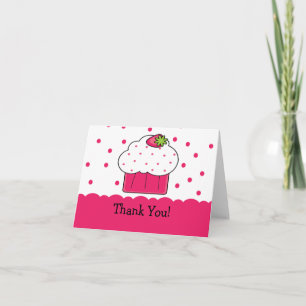 Sweet Pink Cupcake Thank You Note Card