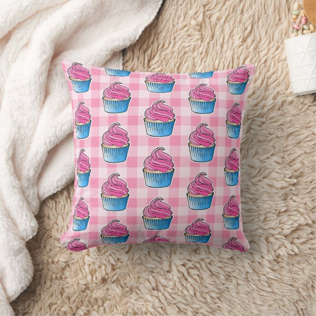 Sweet Pink Cupcakes Cushion (Blanket)