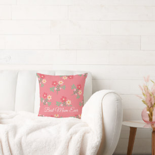 Sweet Pink Daisy Bouquet Retro Best Mum Ever Cushion