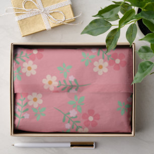 Sweet Pink Daisy Bouquet Retro Pattern  Tissue Paper