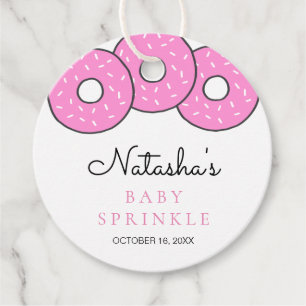 Sweet Pink Doughnuts Girl Baby Sprinkle Favour Tags