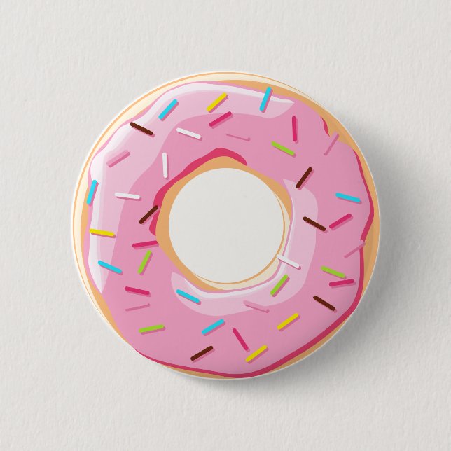 Sweet pink doughnuts with sprinkles toppings 6 cm round badge (Front)