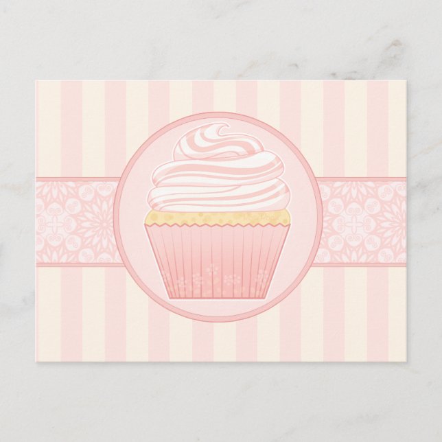 Sweet Pink Elegant Cupcake Postcard (Front)
