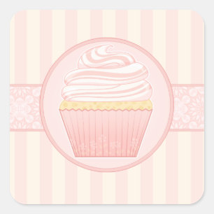 Sweet Pink Elegant Cupcake seals