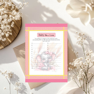 Sweet Pink Elephant Baby Shower Name Game