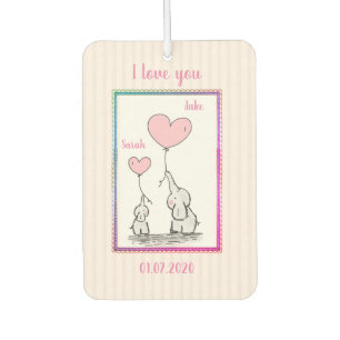 Sweet Pink Elephant Couple Car Air Freshener