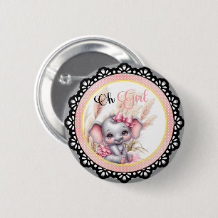 Sweet Pink Elephant - Peanut Smiles 6 Cm Round Badge