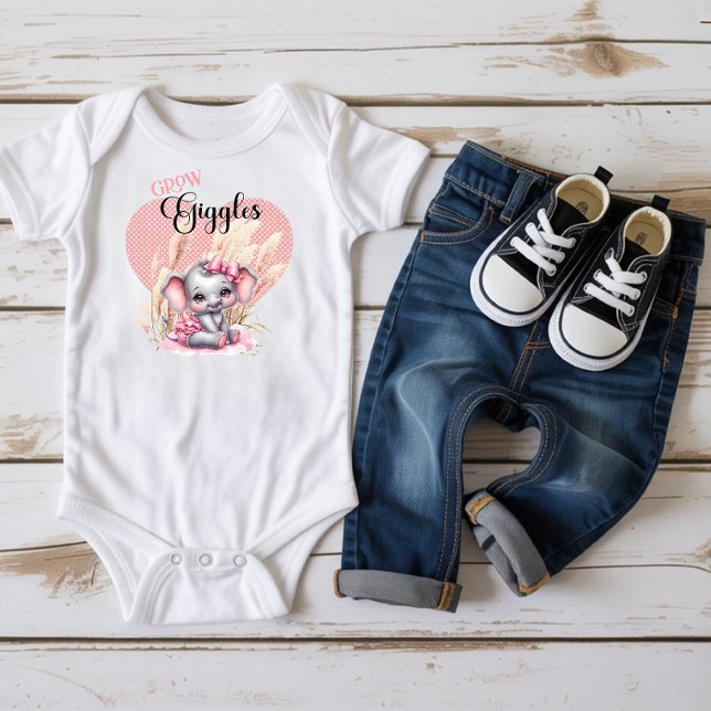  Sweet Pink Elephant - Peanut Smiles  Baby Bodysuit (Creator Uploaded)