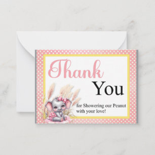 Sweet Pink Elephant - Peanut Smiles Card