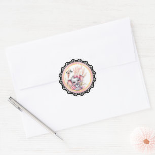 Sweet Pink Elephant - Peanut Smiles Classic Round Sticker