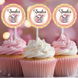  Sweet Pink Elephant - Peanut Smiles  Classic Round Sticker