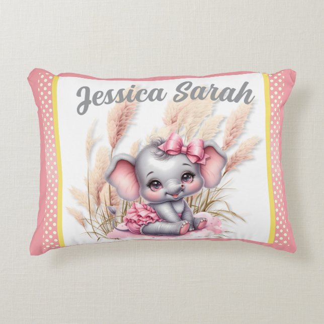 Sweet Pink Elephant - Peanut Smiles  Decorative Cushion (Front)