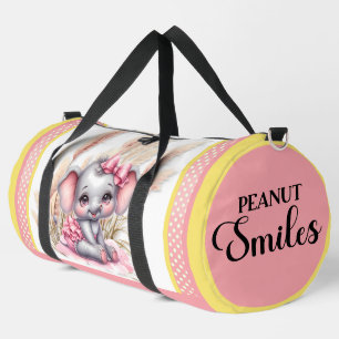 Sweet Pink Elephant - Peanut Smiles   Duffle Bag