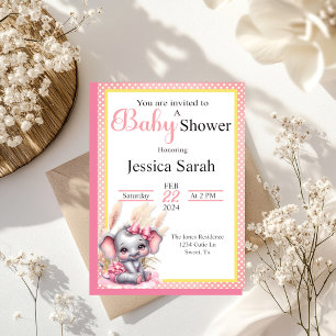 Sweet Pink Elephant - Peanut Smiles Invitation