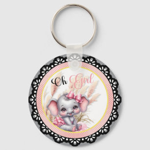 Sweet Pink Elephant - Peanut Smiles  Key Ring