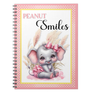 Sweet Pink Elephant - Peanut Smiles Notebook