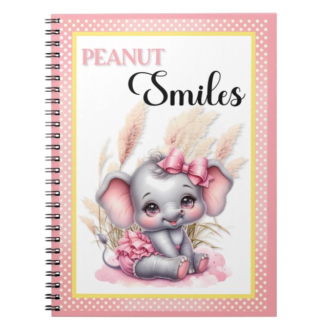 Sweet Pink Elephant - Peanut Smiles  Notebook (Front)
