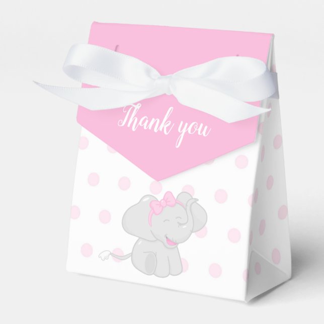 Sweet Pink Favour Box with Elephant (Front Side)