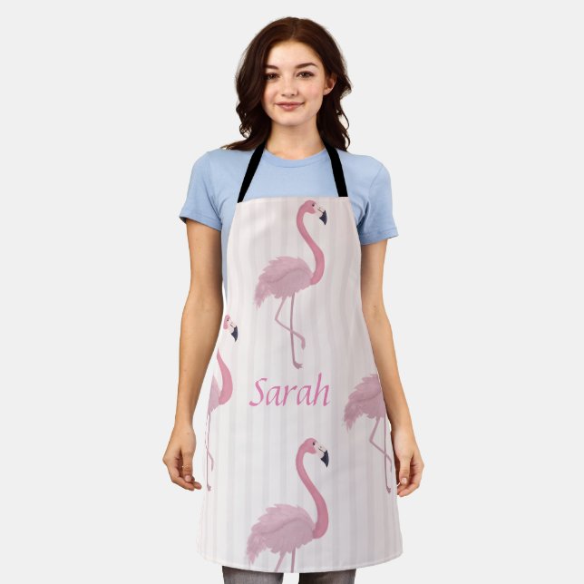 Sweet  Pink Flamingo  Apron (Worn)