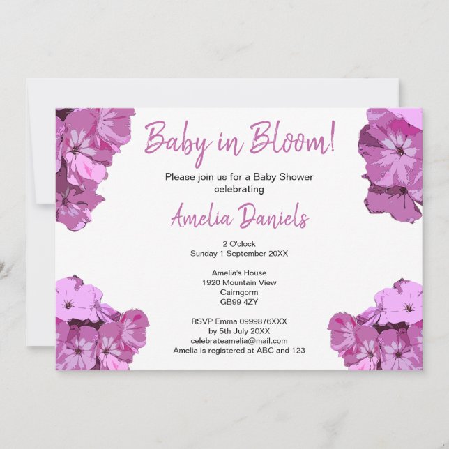 Sweet Pink Floral Baby Shower Invitation (Front)