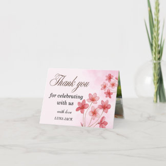 Sweet Pink Floral Birthday Thank You Card