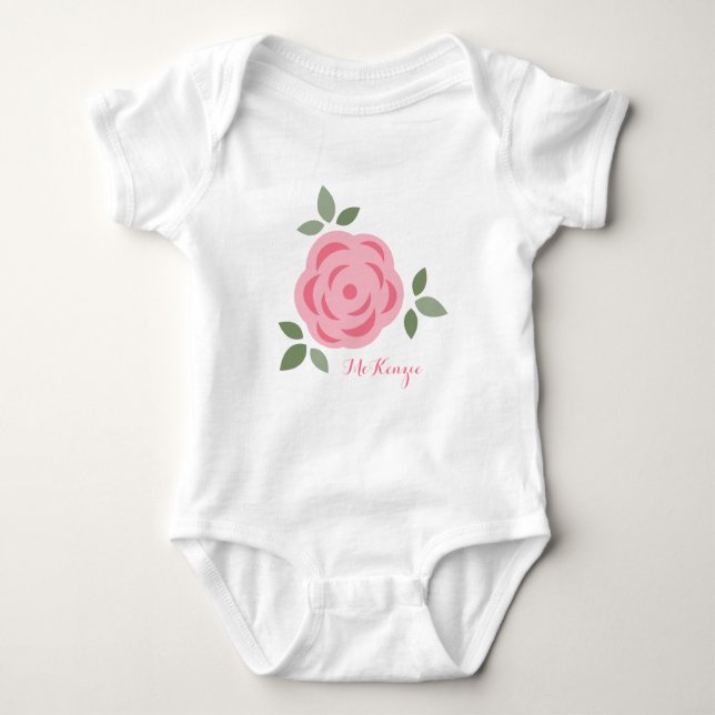 Sweet Pink Flower Baby Bodysuit (Front)