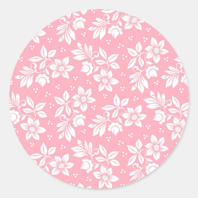 Sweet Pink Flowers Classic Round Sticker (Front)