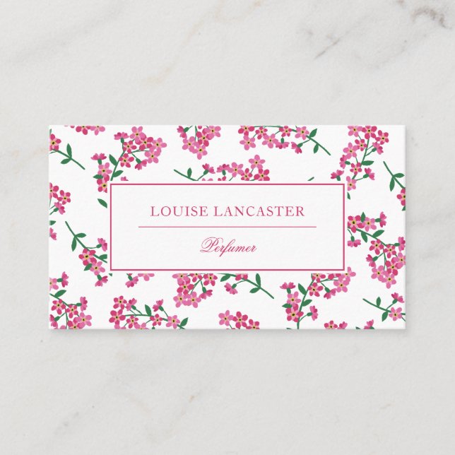 Sweet Pink Flowers Floral Pattern Business Card (Front)
