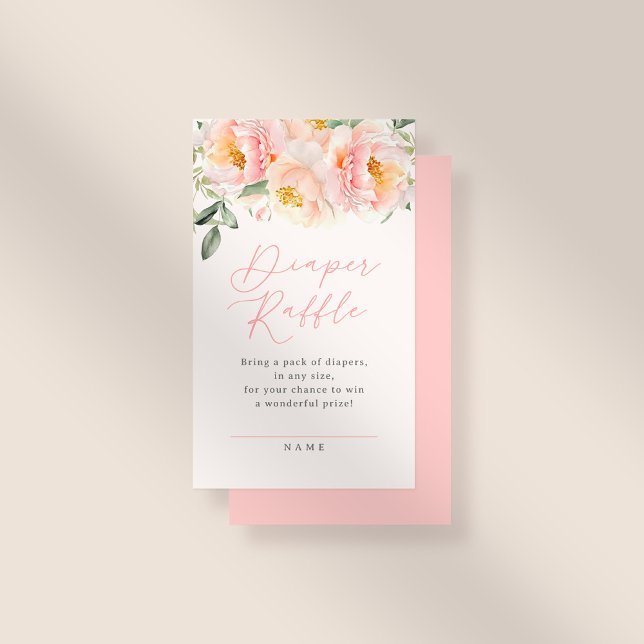 Sweet Pink Flowers Girl Baby Shower Diaper Raffle Enclosure Card (Creator Uploaded)