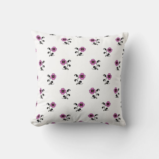 Sweet Pink Flowers Pattern Cushion (Front)