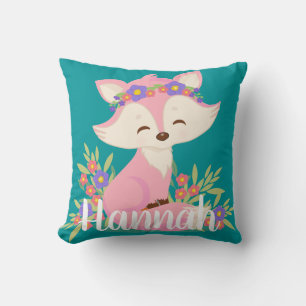 Sweet Pink Fox Personalised Cushion