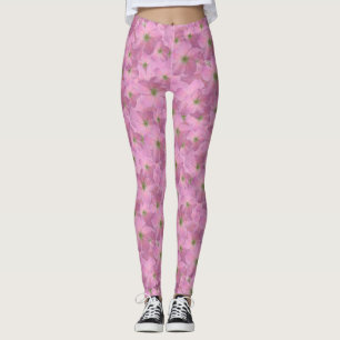 Sweet Pink Garden Flowers Pattern Leggings