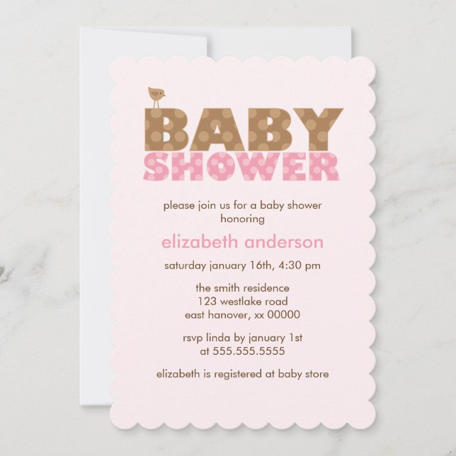 Sweet Pink Girl Baby Shower Invitation (Front)