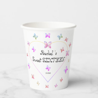 sweet Pink Heart Butterflies Sweet 16 Birthday  Paper Cups