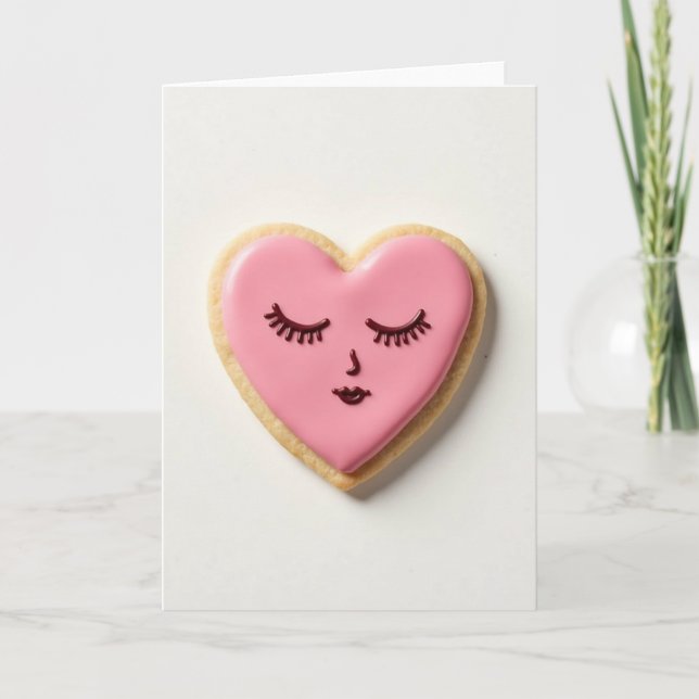 Sweet Pink Heart Cookie Card (Front)