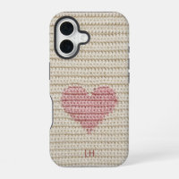Sweet Pink Heart Crochet Yarn Custom Initials