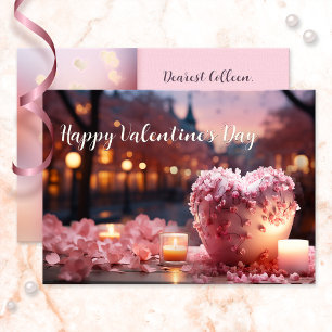 Sweet Pink Heart Happy Valentine's Day Card
